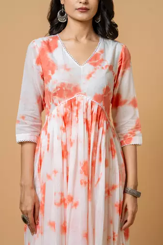 Peach tie & dye kurta pant set of 2