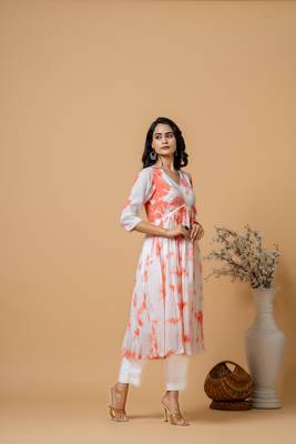 Peach tie & dye kurta pant set of 2 3