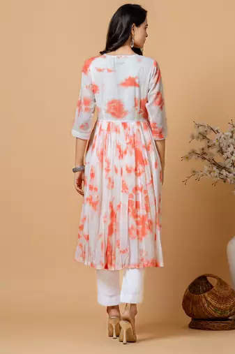 Peach tie & dye kurta pant set of 2