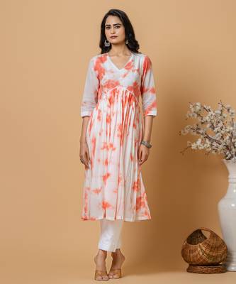 Peach tie & dye kurta pant set of 2 5