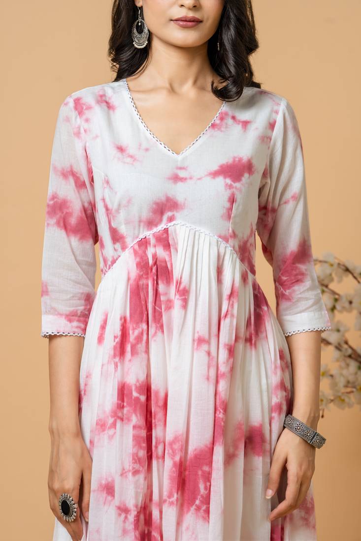 Magenta tie & dye kurta pant set of 2