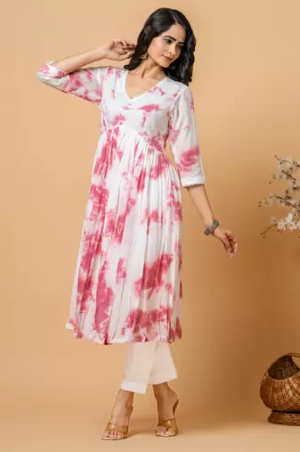 Magenta tie & dye kurta pant set of 2