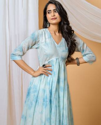 Blue tie & dye kurta pant set of 2 2