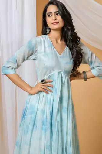 Blue tie & dye kurta pant set of 2