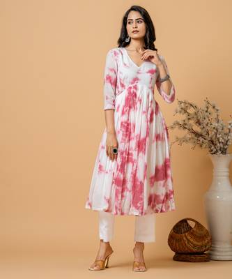 Magenta tie & dye kurta pant set of 2 5