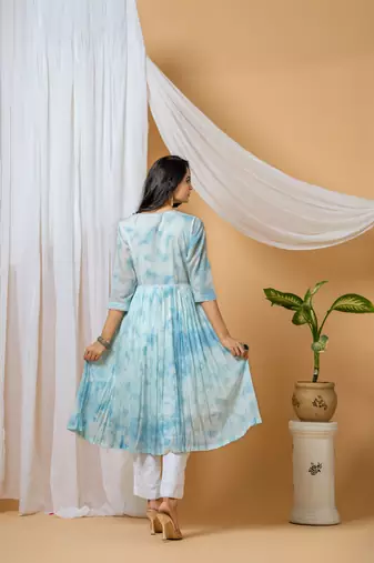 Blue tie & dye kurta pant set of 2