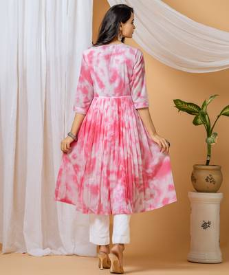 Pink tie & dye kurta pant set of 2 3