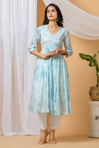 Blue tie & dye kurta pant set of 2
