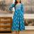 Blue Cotton  Embroidery Sequence Work A-Line Flared Kurti For Women