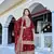maroon chinnon silk wedding sharara with embroidery