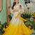 YELLOW DIGITAL PRINTED ORGANZA SILK HALDI LEHENGA CHOLI