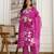 Pink Pure Cotton Floral Print Embroidery Work Anarkali Kurta Pant with Dupatta