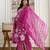 Pink Pure Cotton Floral Print Embroidery Work Anarkali Kurta Pant with Dupatta