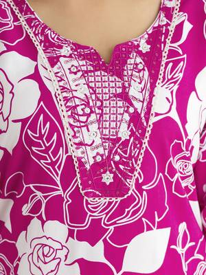 pink cotton straight kurta with floral embroidery 4