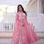 Pink fendi satin thread sequins embroidered gown with heavy dupatta