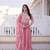 Pink fendi satin thread sequins embroidered gown with heavy dupatta