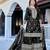 Black Color Chinnon Silk Embroidery Work Wedding Wear Sharara 