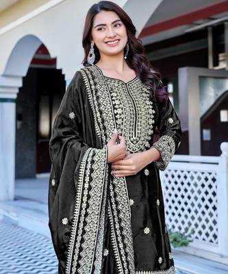 black chinnon silk embroidery work sharara 4