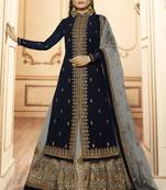 blue georgette silk sharara with crystal embroidery
