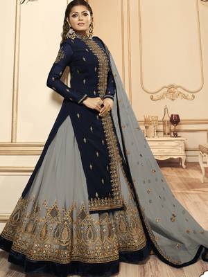 blue georgette silk sharara with crystal embroidery 2