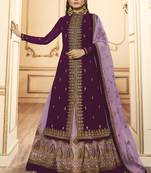 purple georgette silk sharara with crystal embroidery