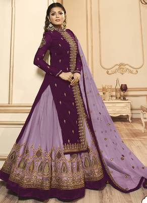purple georgette silk sharara with crystal embroidery 2