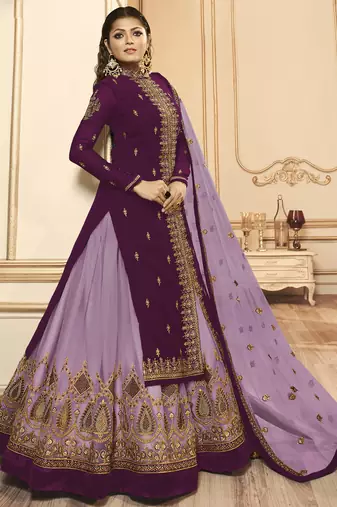purple georgette silk sharara with crystal embroidery