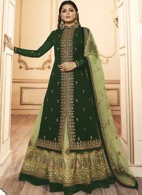 green georgette silk sharara with crystal embroidery 1