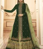 green georgette silk sharara with crystal embroidery