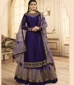 purple satin silk wedding sharara with embroidery and crystal detailing