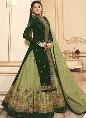 green georgette silk sharara with crystal embroidery 2