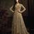 designer golden net gown with sequins and crystal detailing
