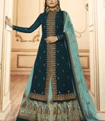 dark blue georgette silk sharara with crystal work