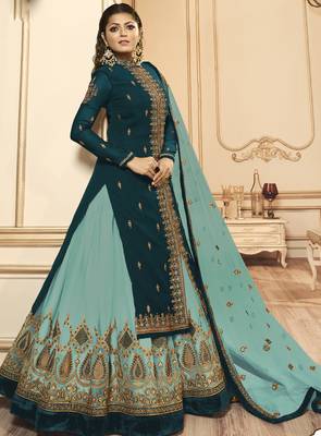dark blue georgette silk sharara with crystal work 2