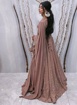 mauve embroidered georgette lehenga choli set 4