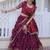 Awesome Wine Sequins Silk Wedding Wear Lehenga Choli With Dupatta
