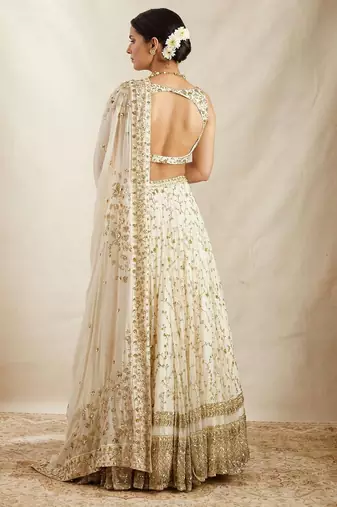 cream embroidery georgette designer lehenga choli