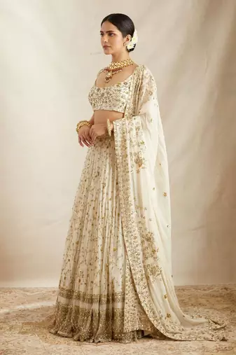 cream embroidery georgette designer lehenga choli