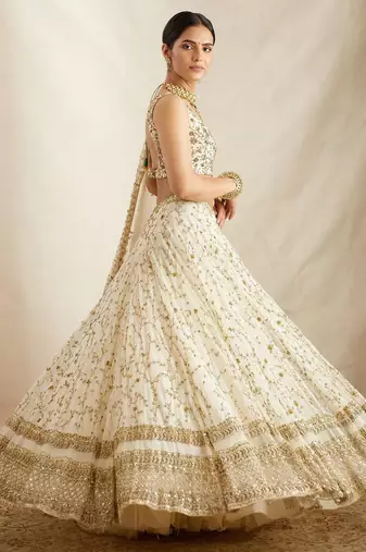 cream embroidery georgette designer lehenga choli