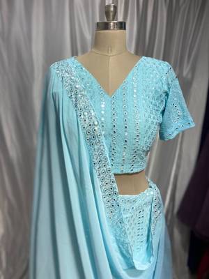 skyblue embroidery georgette designer lehenga choli 3
