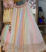 MULTICOLOR CORDING EMBROIDERY GEORGETTE LEHENGA CHOLI WITH DUPATTA