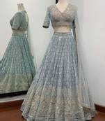 GREY EMBROIDERY GEORGETTE LOVELY LEHENGA CHOLI WITH DUPATTA