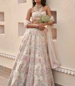 WHITE EMBROIDERY GEORGETTE STUNNING LEHENGA CHOLI WITH DUPATTA
