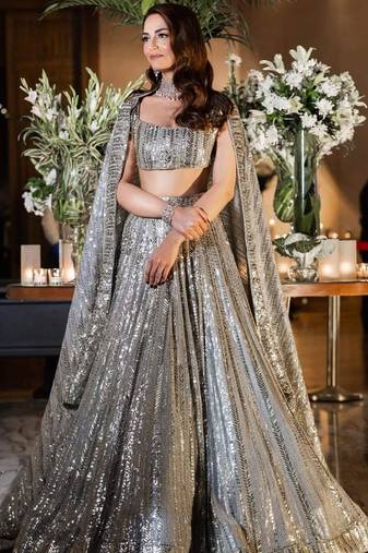 GREY EMBROIDERY GEORGETTE LOVELY LEHENGA CHOLI WITH DUPATTA