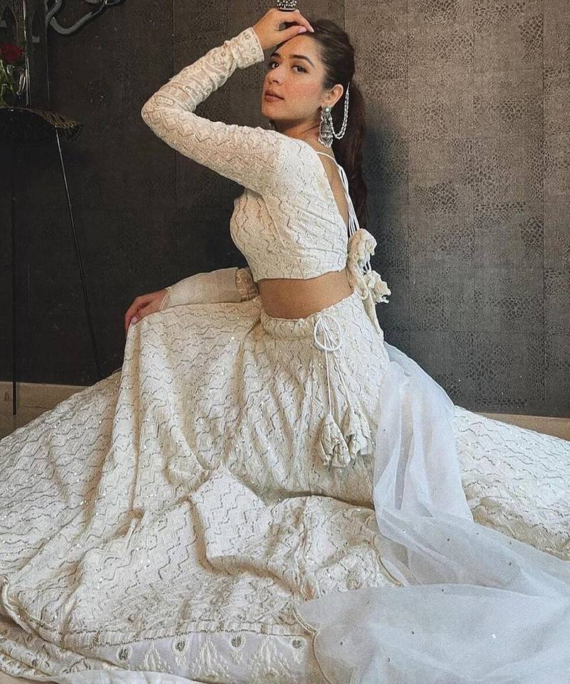 WHITE COTTON EMBROIDERY BEAUTIFULL LEHENGA CHOLI WITH DUPATTA