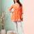 Seva chikan hand embroidered carrot pink rayon lucknowi chikan top scl9236