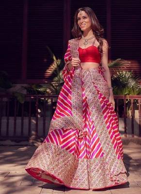 multicolor digital embroidered zig zag lehenga choli with dupatta 2