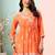 Seva chikan hand embroidered orange georgette lucknowi chikan top with slip scl9247