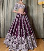 PURPLE EMBROIDERY CHINON SILK DEISGNER LEHENGA CHOLI WITH DUPATTA