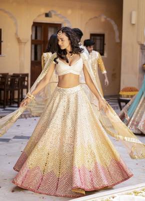 multicolor georgette lehenga choli with embroidery and dupatta 1